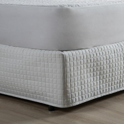 Saia Para Cama Box Matelada 150 Fios Quadriculada (CINZA, QUEEN)