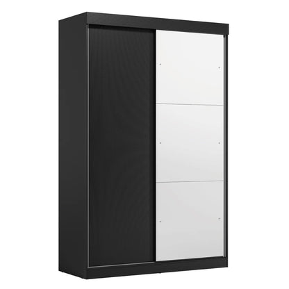 Guarda-Roupa Solteiro 2 Portas com Espelho e 2 Gavetas Peônia Preto Prime